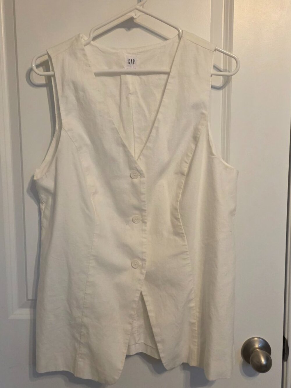 Gap White Linen Blend Vest - Size Large